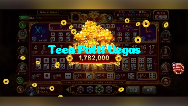 Teen Patti Vegas casino presented on mobile device in Pakistan with slots and live games